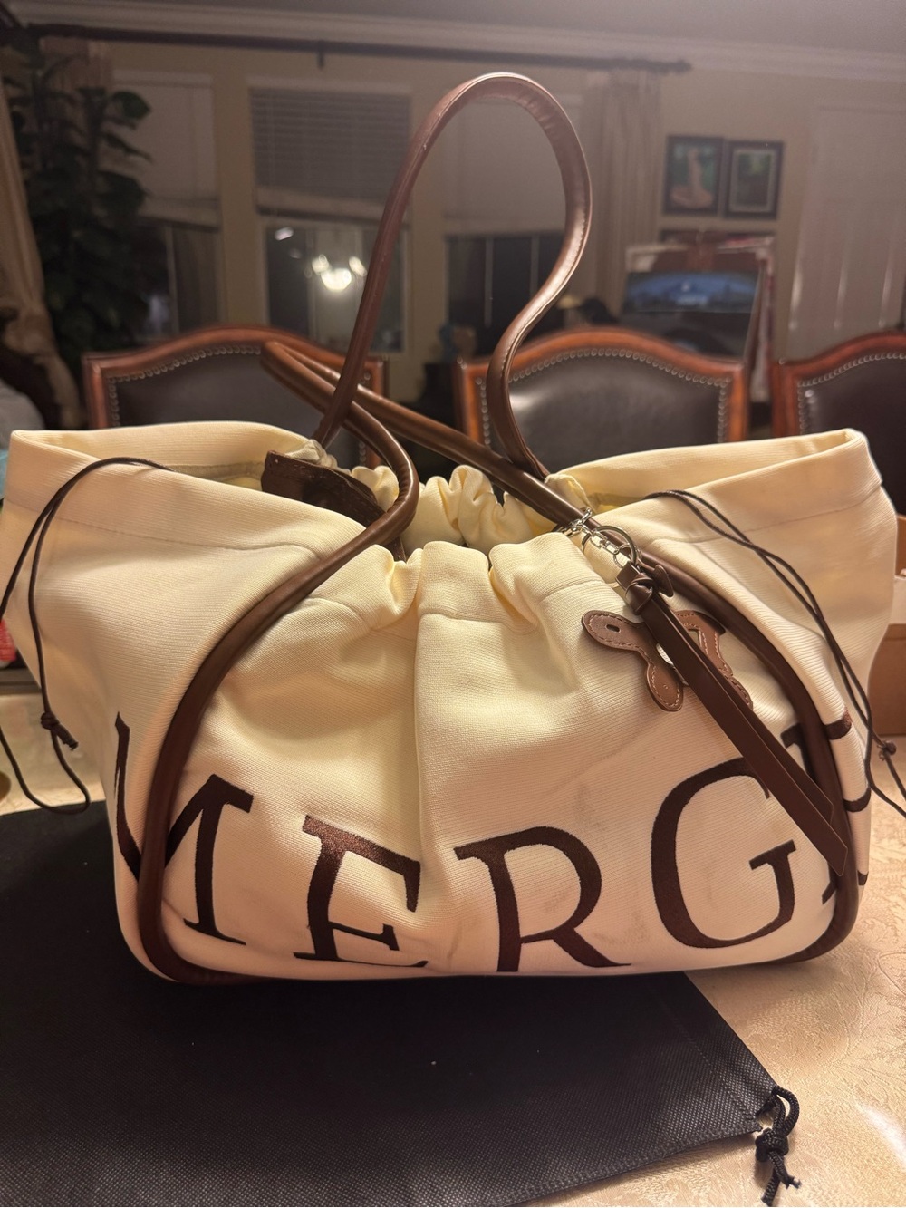 Merge Official A Day Bag Canvas Tote Espresso Brown Shoulder Bag Insert Pouch